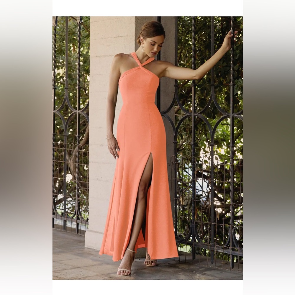 Azazie Rue Sunset A-Line Halter Chiffon Dress